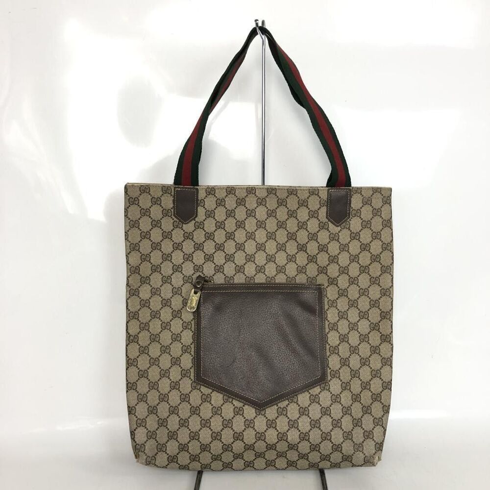 GUCCI GG Plus Supreme Sherry Tote Bag Beige Brown
